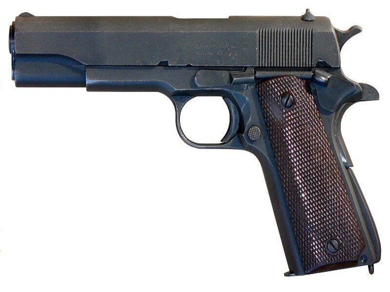 Black Handgun with Brown Grip