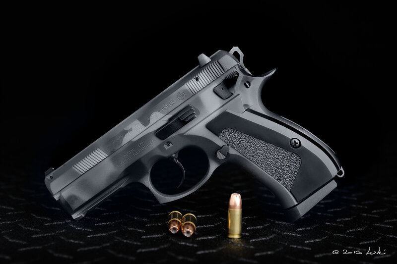 Black Handgun with Bullets — Dramatic, Photograph
