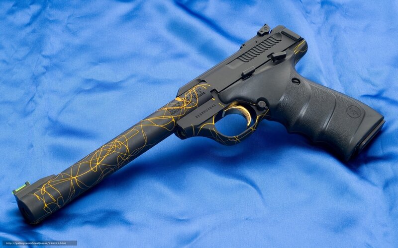 Black Handgun with Gold Lines