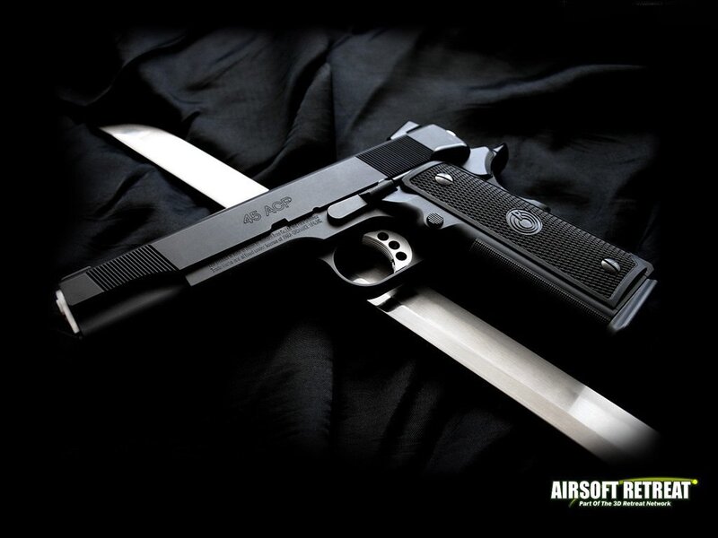 Black Handgun with Knife — Dramatic