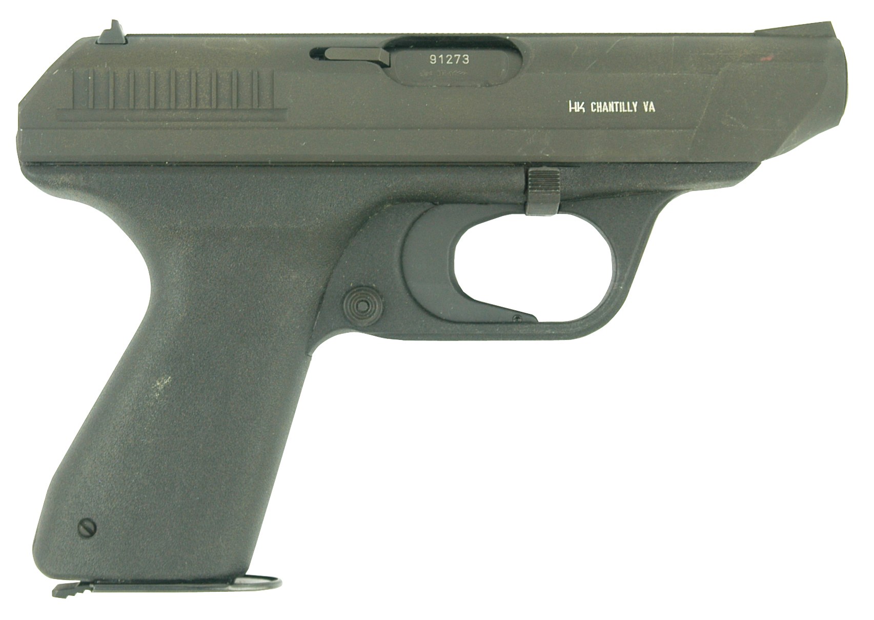 black handgun with serial number
