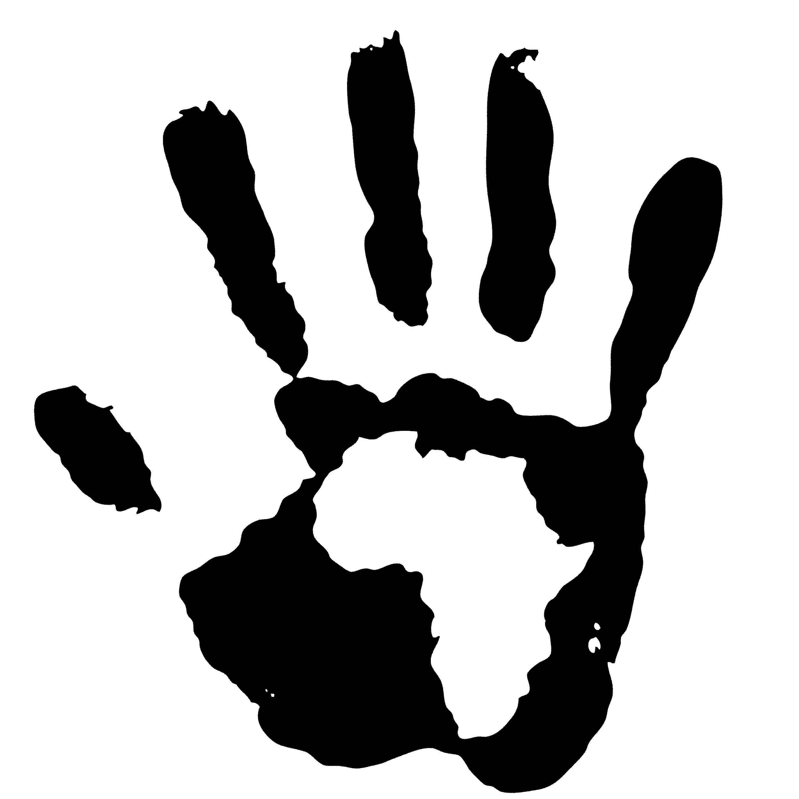 black handprint on white