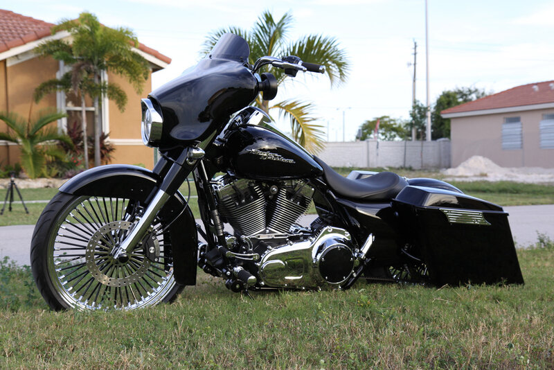 Black Harley-davidson Motorcycle — Calm, Afternoon, Photograph, House, Palm Tree