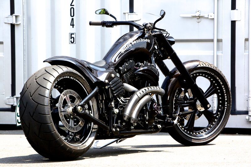 Black Harley-davidson Motorcycle — Dramatic, Afternoon, Photograph, Container