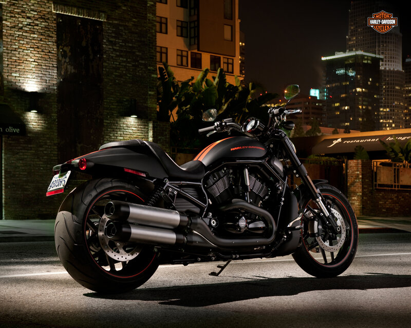 Black Harley-davidson Motorcycle — Dramatic, Night, Photograph, Brick Building