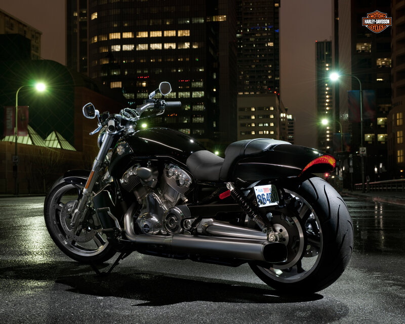 Black Harley-davidson Motorcycle — Dramatic, Night, Photograph, City Buildings