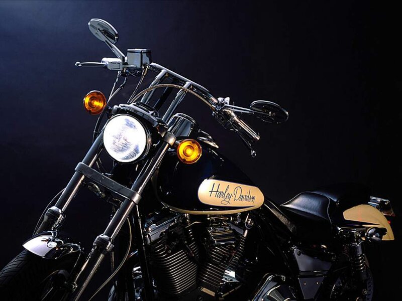 Black Harley-davidson Motorcycle — Dramatic, Photograph, Headlight, Handlebars