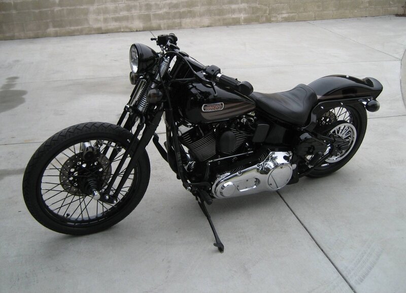 Black Harley-davidson Motorcycle — Neutral, Photograph, Concrete Floor