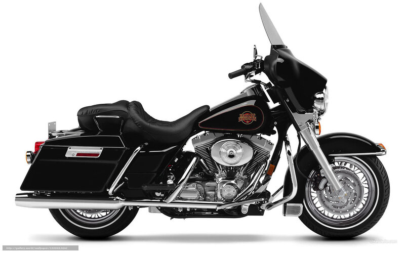 Black Harley-davidson Motorcycle — Neutral, Photograph, Saddlebags, Windshield, Chrome Engine