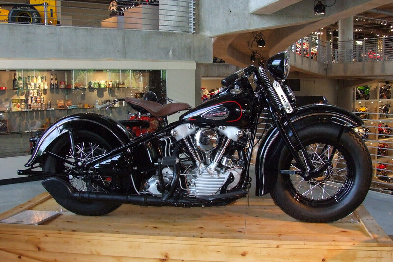 Black Harley-davidson Motorcycle — Neutral, Photograph, Wooden Platform