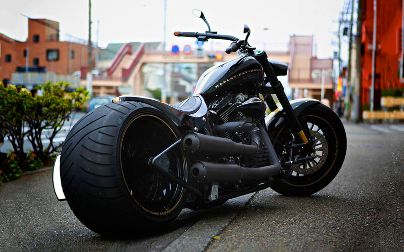 Black Harley-davidson Motorcycle — Urban, Afternoon, Photograph, Street