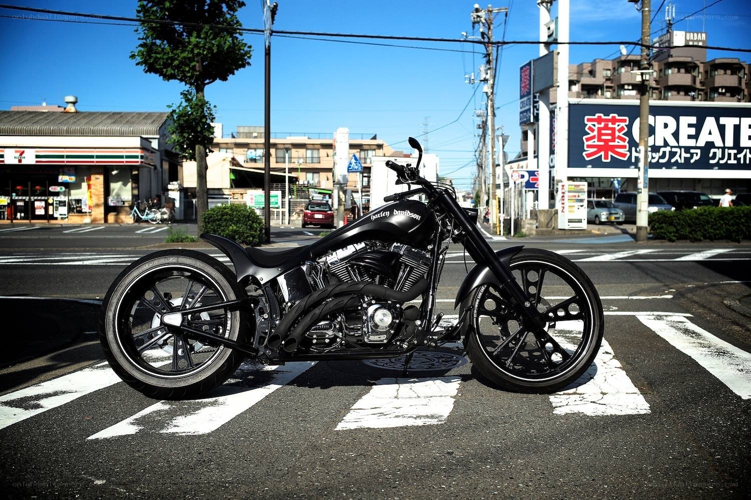 Black Harley-Davidson on street