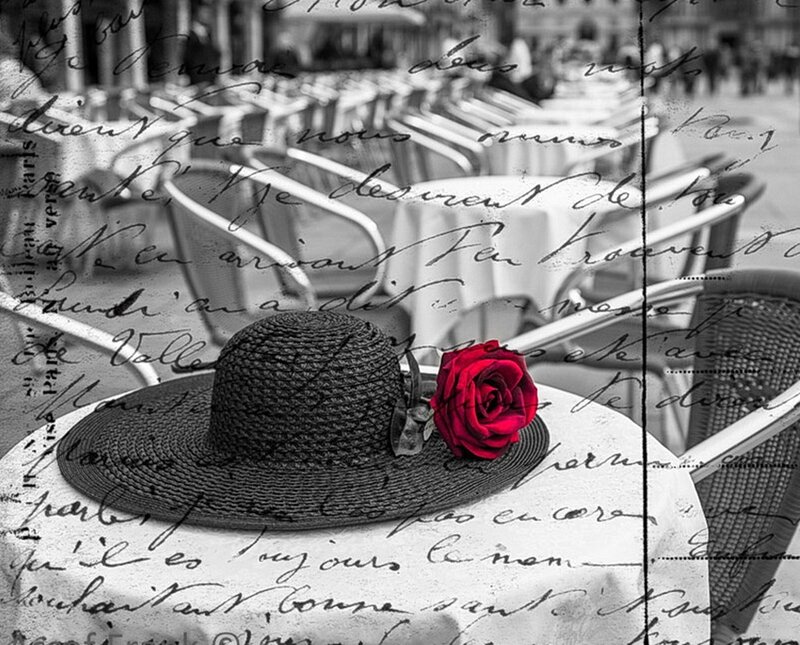 Black Hat with Red Rose