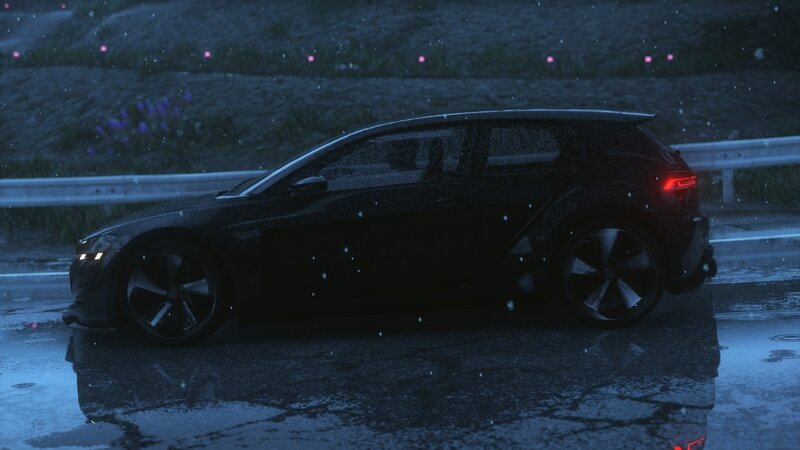 Black Hatchback Car — Dark