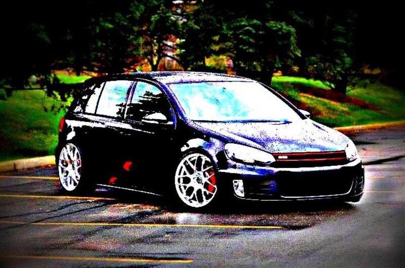 Black Hatchback Car — Dramatic, Photograph, Trees