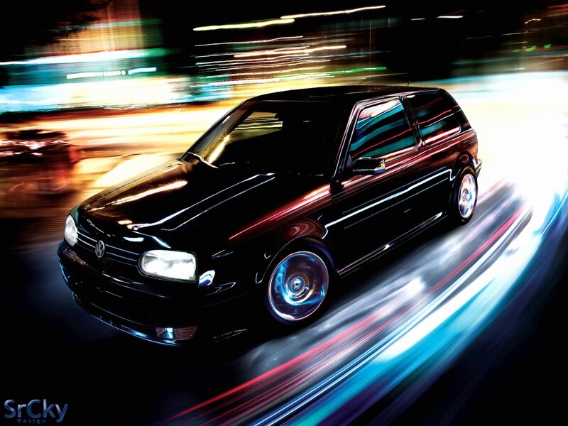 Black Hatchback Car — Dynamic, Night