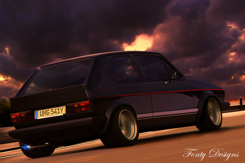 Black Hatchback Car — Purple