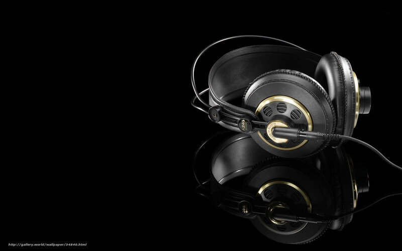 black headphones on black background