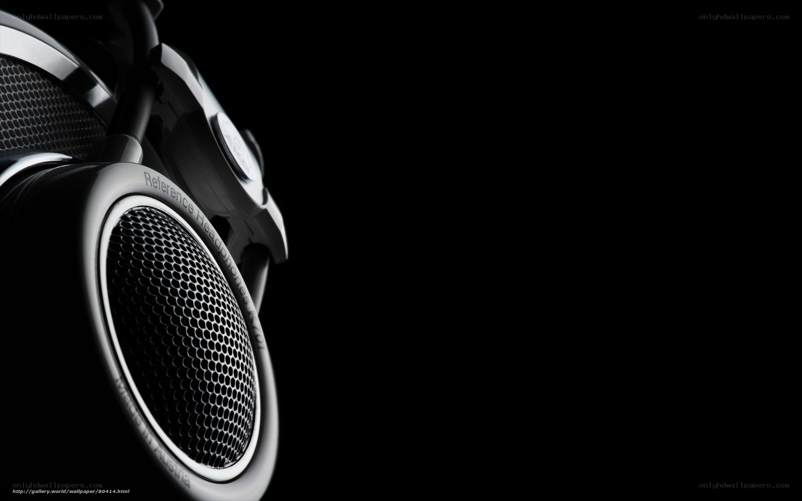Black headphones on dark background