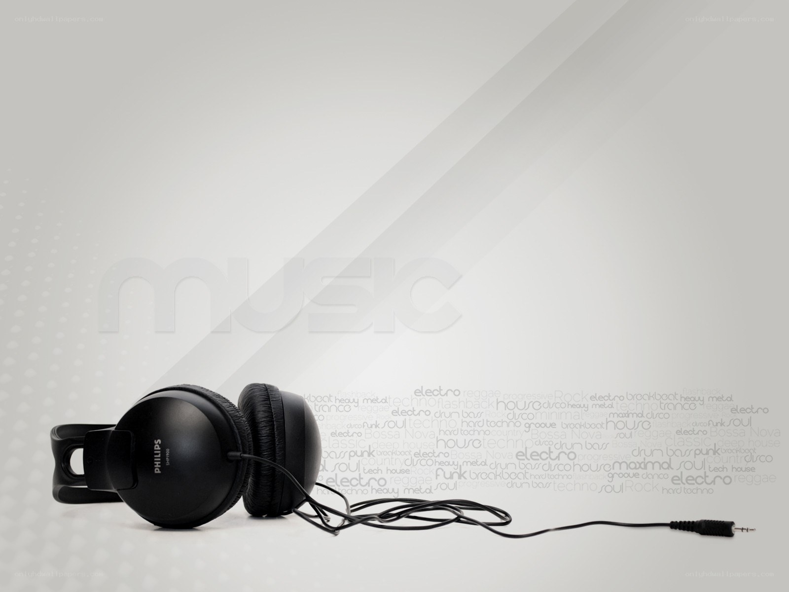 Black headphones on white background