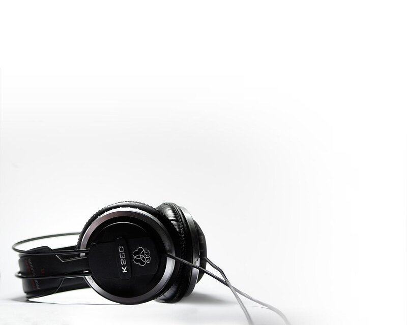 black headphones on white