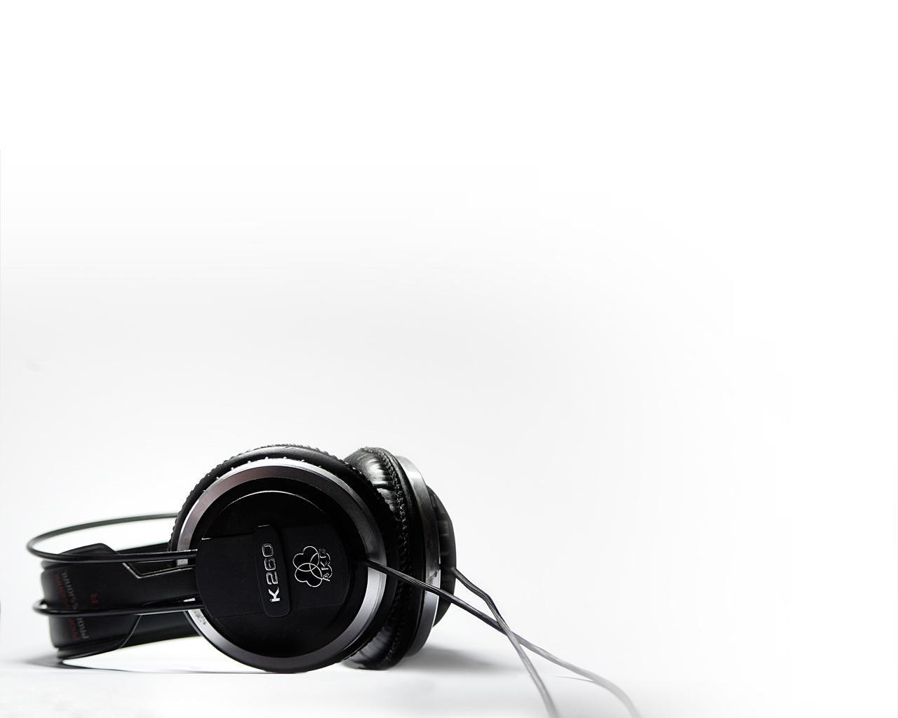 black headphones on white
