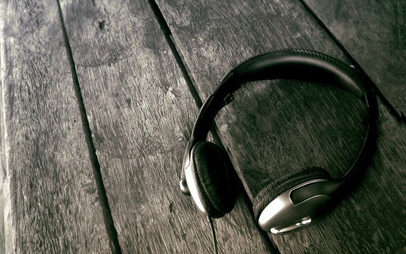 Black Headphones on Wood