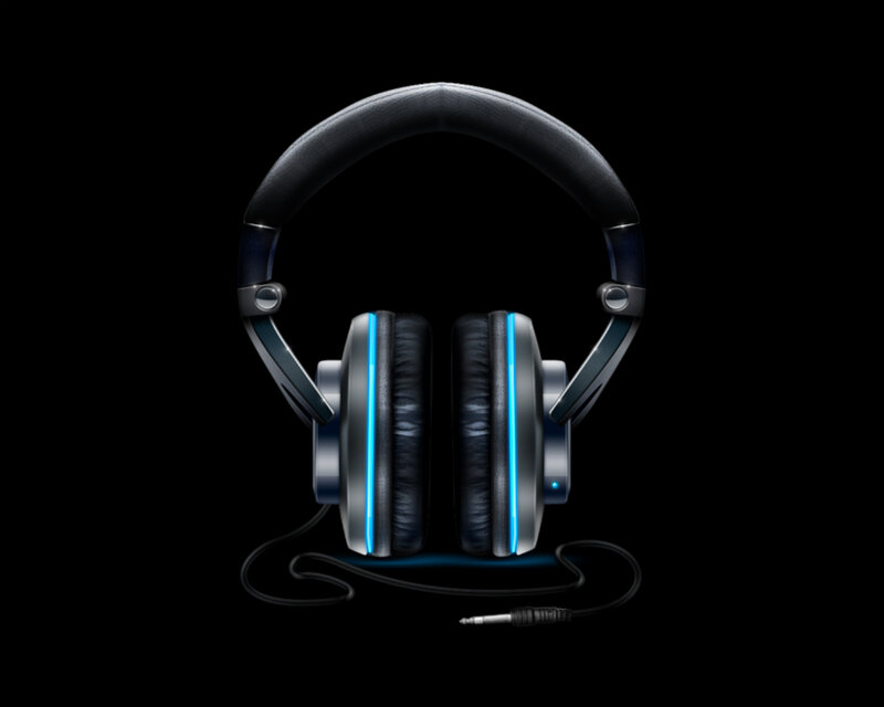 Black Headphones with Blue Lights