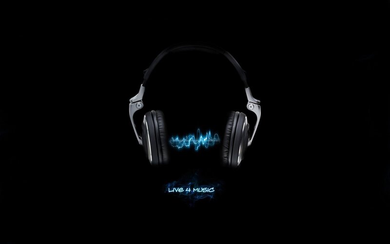 Black Headphones with Sound Wave
