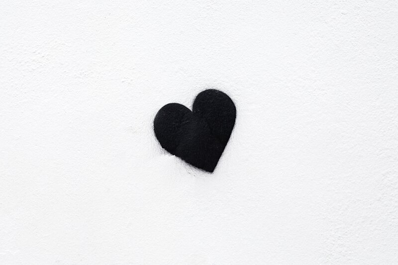 Black Heart on White Wall