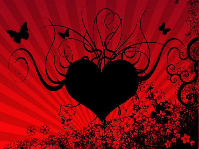 Black Heart Silhouette — Red