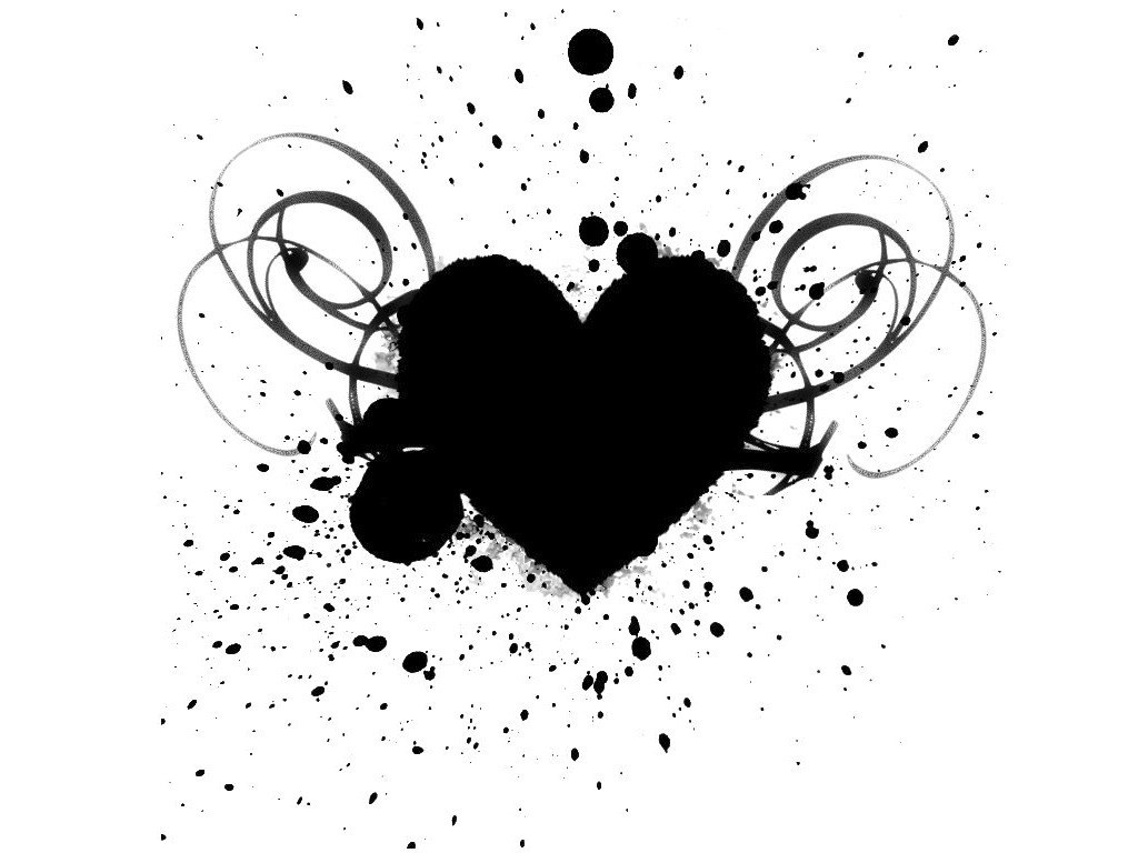black heart with splatter design
