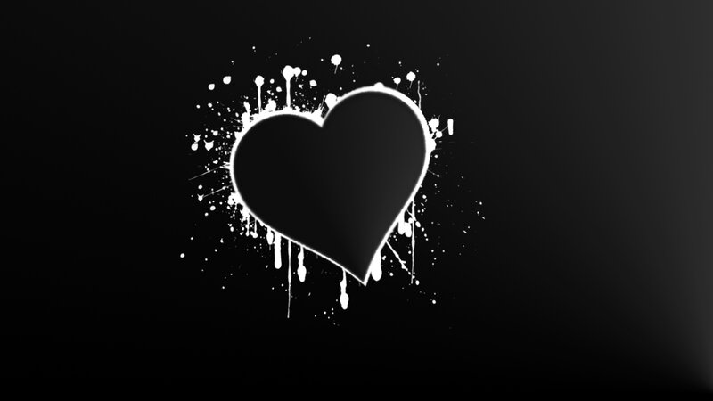 black heart with white splatter
