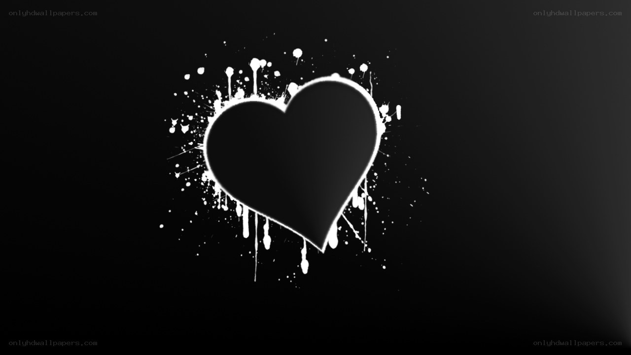 black heart with white splatter