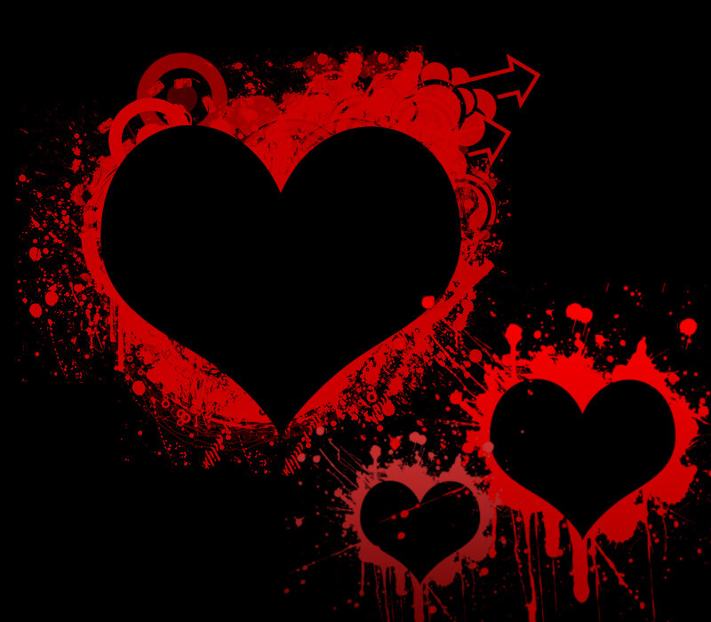 Black Hearts on Red Splatter
