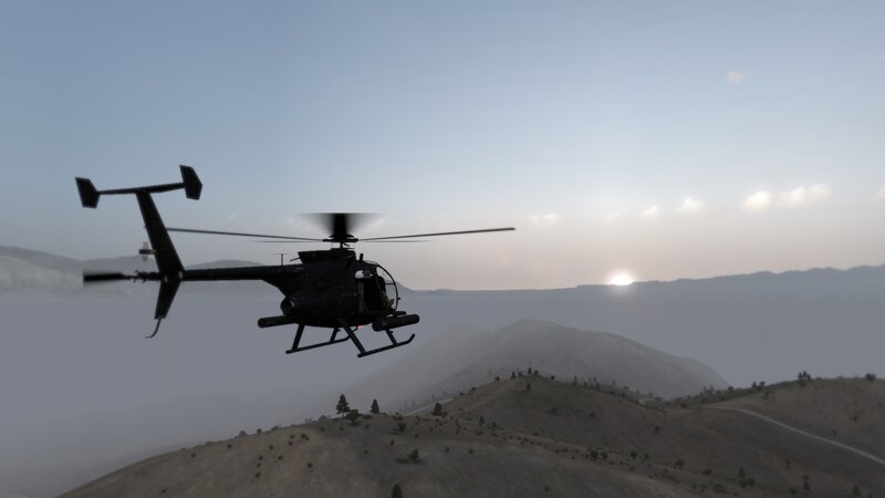 Black Helicopter Flying — Gray