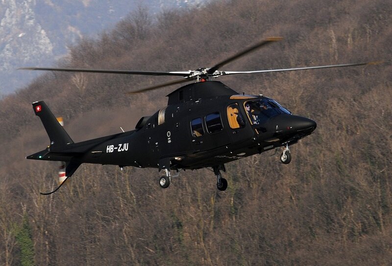 Black Helicopter in Flight — Dynamic, Autumn