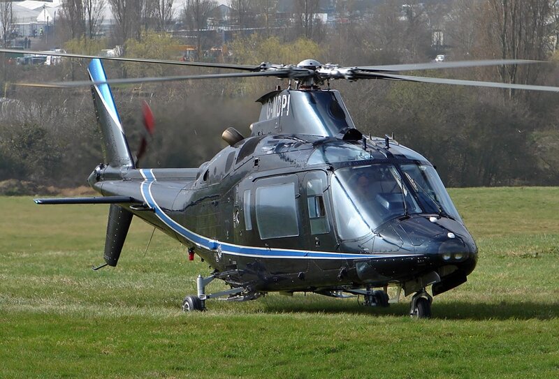 Black Helicopter on Grass — Green