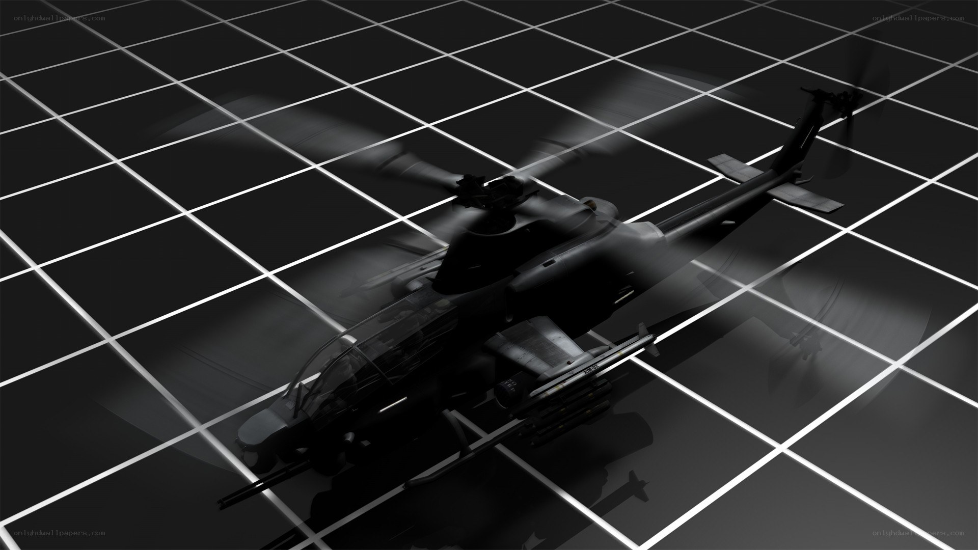 Black helicopter on grid