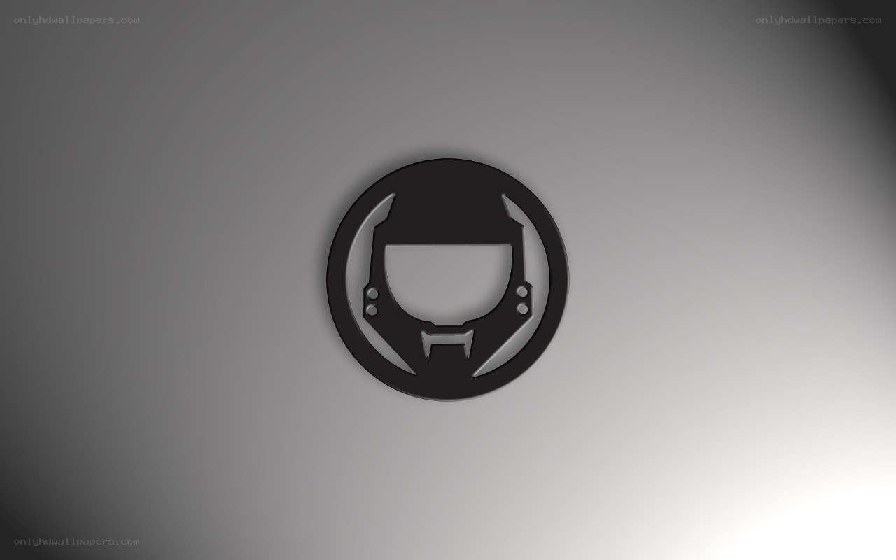 black helmet logo on gray