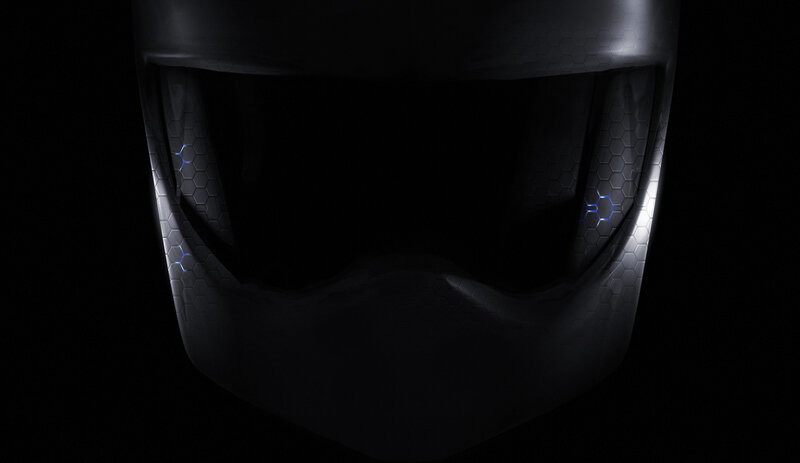 Black Helmet with Glowing Lights
