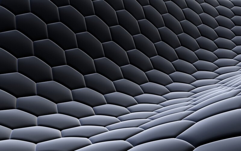 Black Hexagonal Pattern — Abstract, 3d Render, Gray