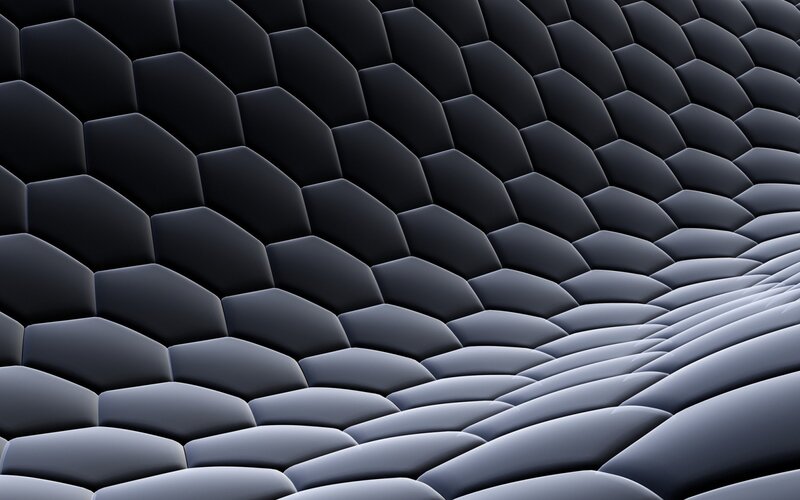 Black Hexagonal Pattern — Abstract, 3d Render, Hexagons