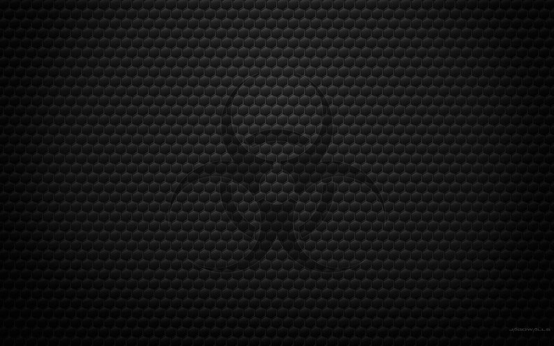 black hexagonal pattern with biohazard symbol