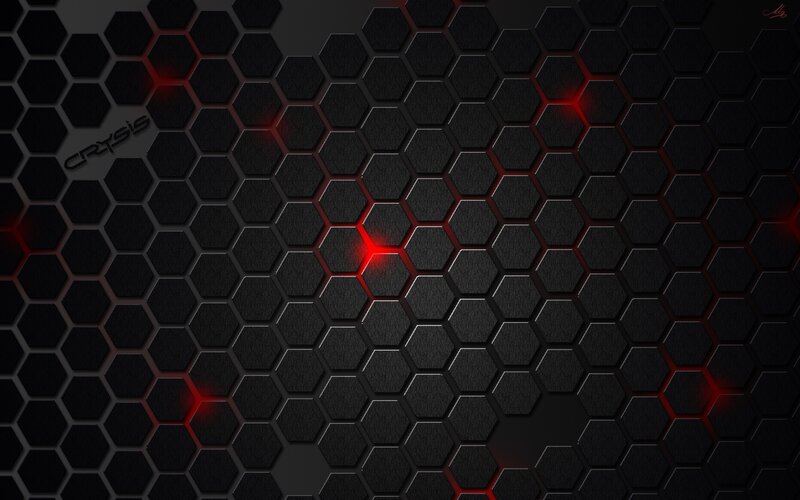black hexagonal pattern with red lights