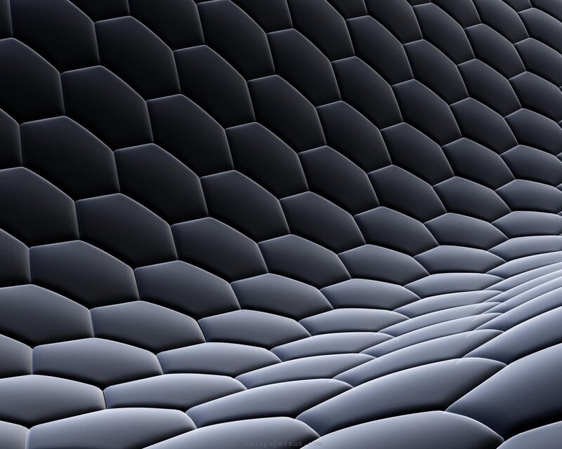 Black Hexagonal Tiles — Minimalist, 3d Render, Pattern, Surface
