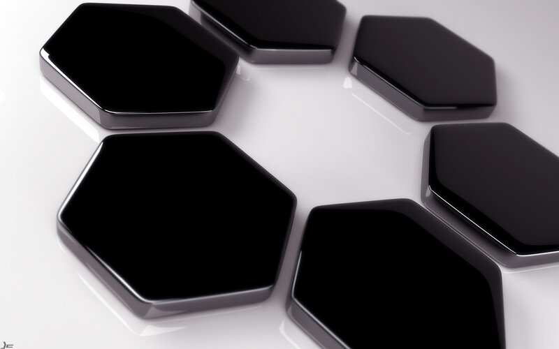 Black Hexagonal Tiles — Minimalist, 3d Render, Surface