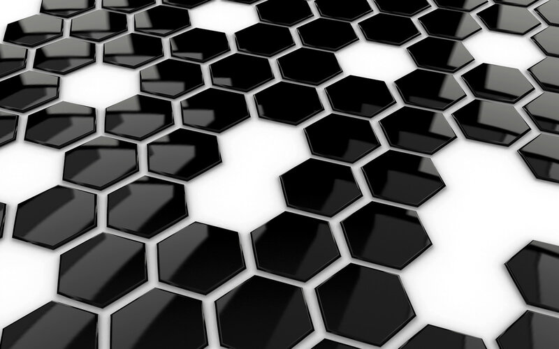 Black Hexagonal Tiles — Minimalist, 3d Render