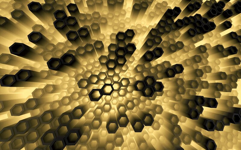 Black Hexagons on Gold Surface