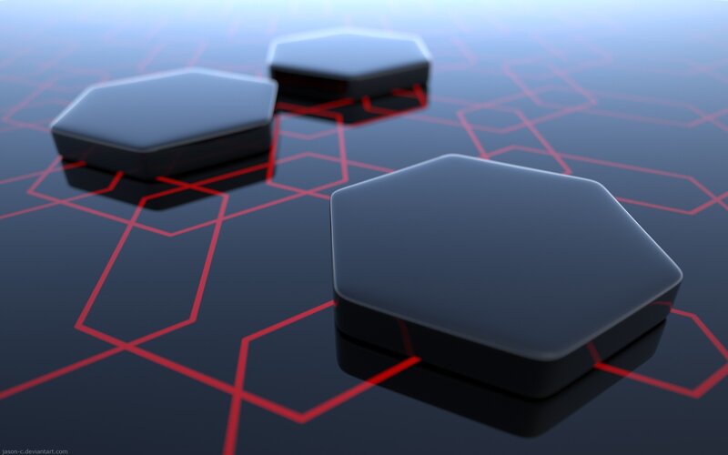 Black Hexagons on Surface — Technological, 3d Render